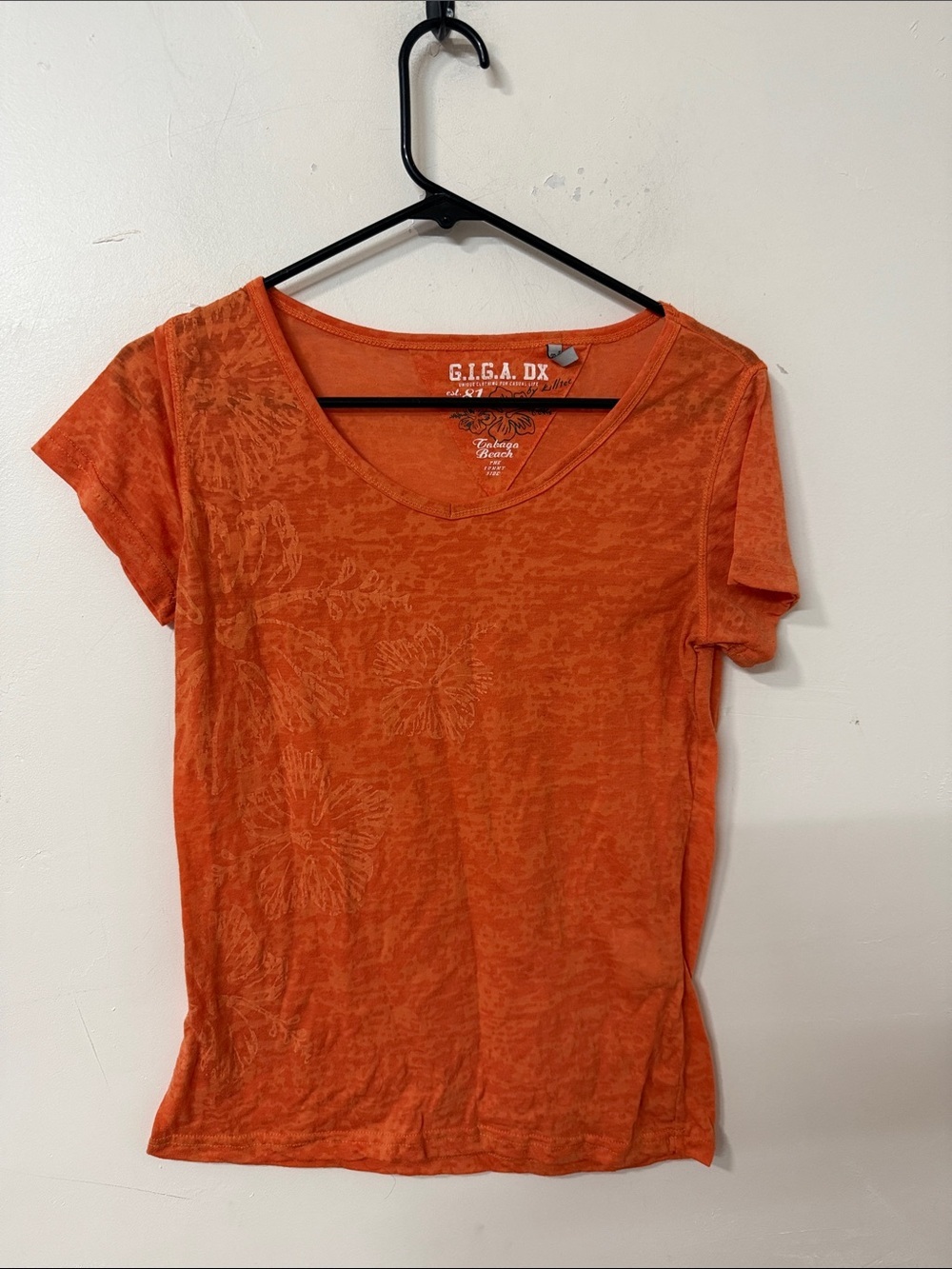 Orange Short Sleeve V-Neck Tee y2k